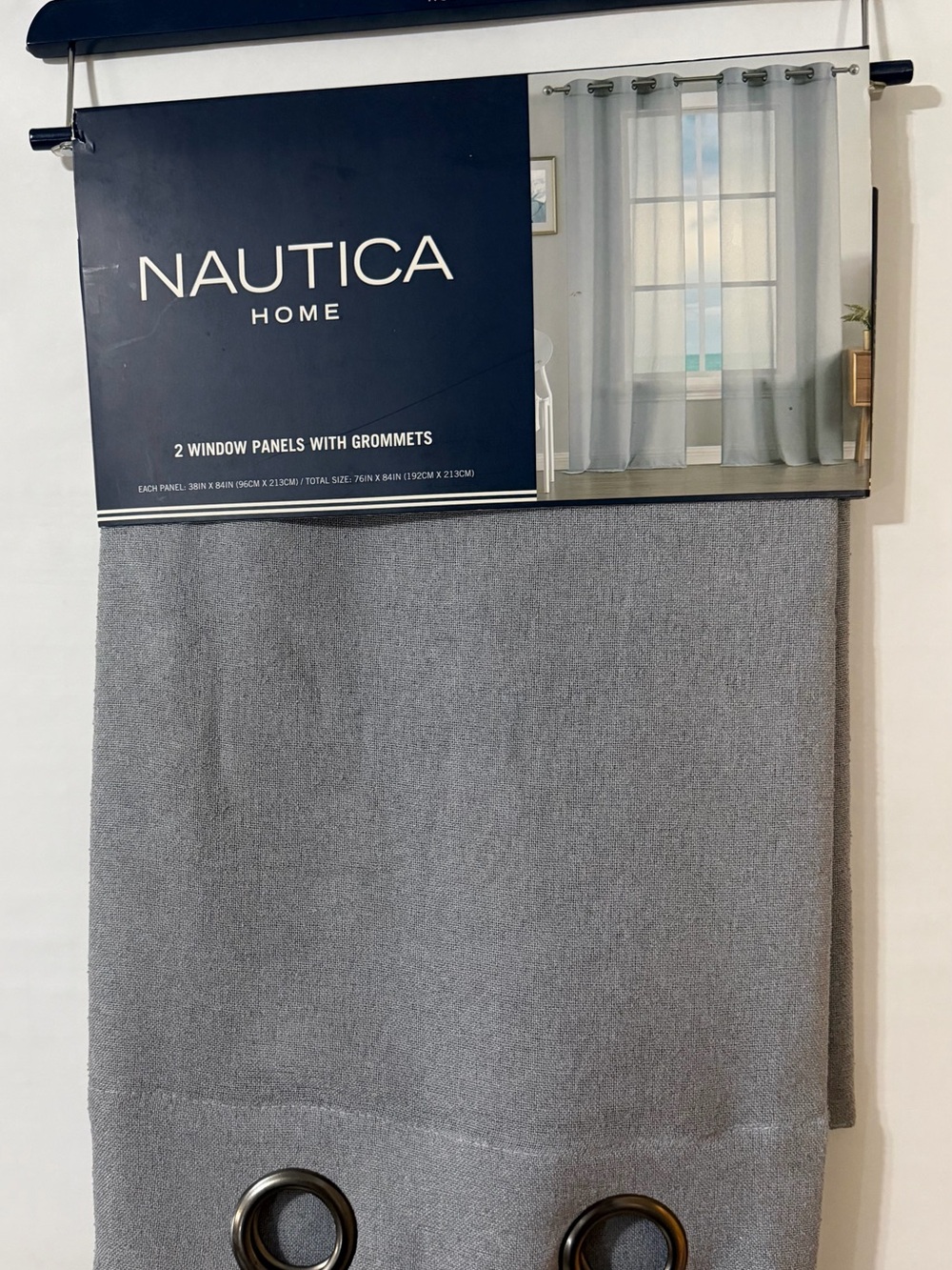 Nautica Light Gray Grommet Window Panels Pair
